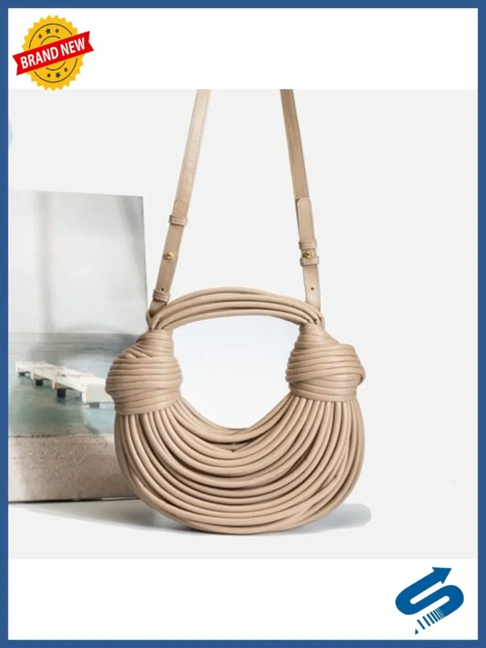 Woven Knotted Crossbody Clutch Top Handle Shoulder Handbag Vegan Leather